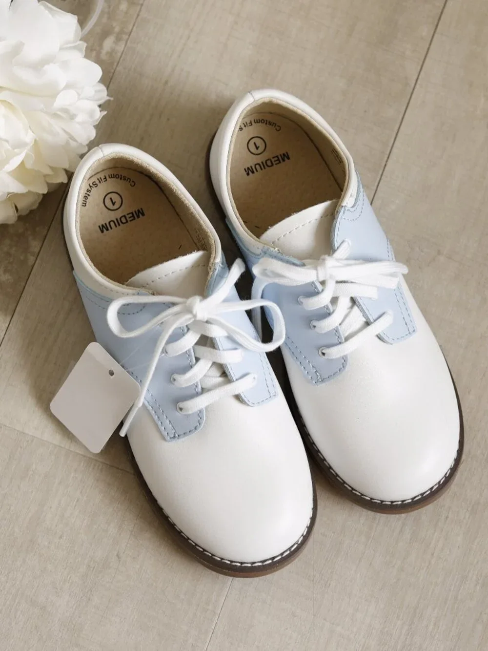 Footmates Blue and White Saddle Oxford Shoes Little Boys Size 1 New Classic